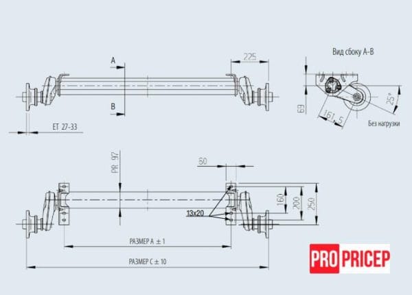 3451932829_os-torsionnaya-al-ko Вісь торсіонна AL-KO без гальма 1300 кг маточина 112х5 1500 мм