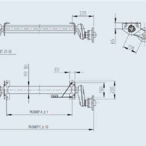 3437486726_os-torsionnaya-al-ko Вісь торсіонна AL-KO без гальма 1000 кг маточина 98х4 1300 мм