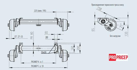 3437728081_os-torsionnaya-s Торсіонна вісь Al-Ko 1000 кг А1900 98х4 мм, із гальмом