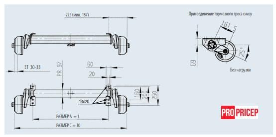 3454669532_os-torsionnaya-al-ko Вісь торсіонна AL-KO з гальмом 1350 кг 1450мм маточина 112х5