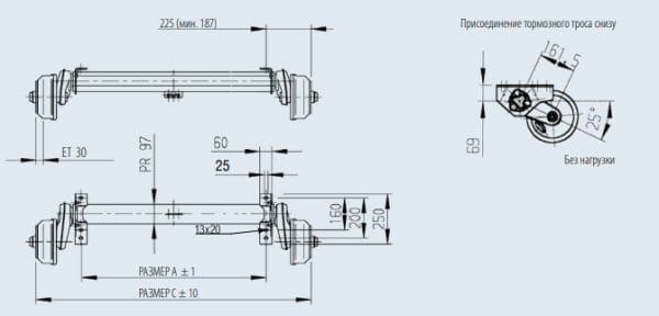 3470912421_os-torsionnaya-al-ko Торсіонна вісь Al-Ko 1500 кг А1300 112х5 мм, із гальмом