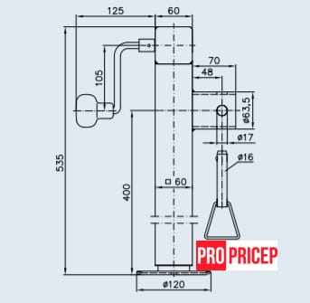 3485689545_opora-domkratnaya-1300 Опора домкратна 1300 кг, 535 мм х 365 мм, з внутрішнім кронштейном