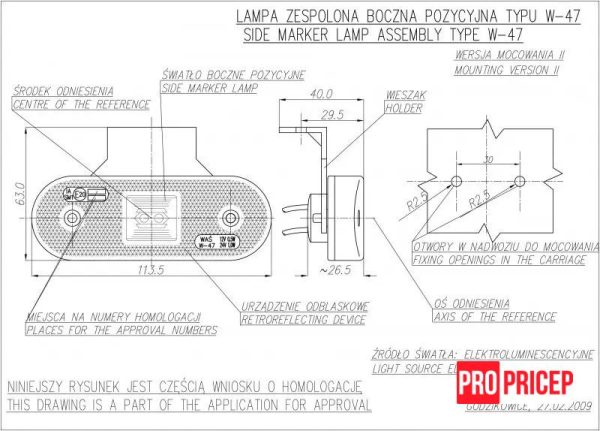 22331132 Ліхтар габаритний бічний світлодіодний WAS 534z W47WW з динамічною ілюмінацією