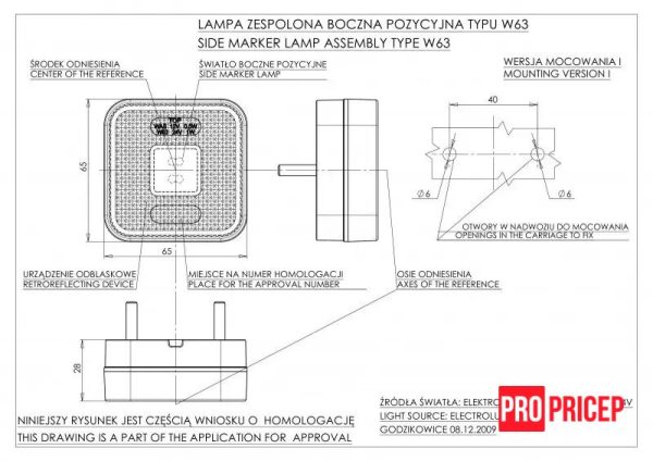 2313 Ліхтар габаритний бічний світлодіодний WAS 302 W63