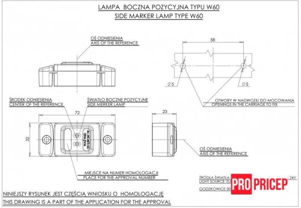 32323434 Ліхтар габаритний бічний світлодіодний WAS 278 W60