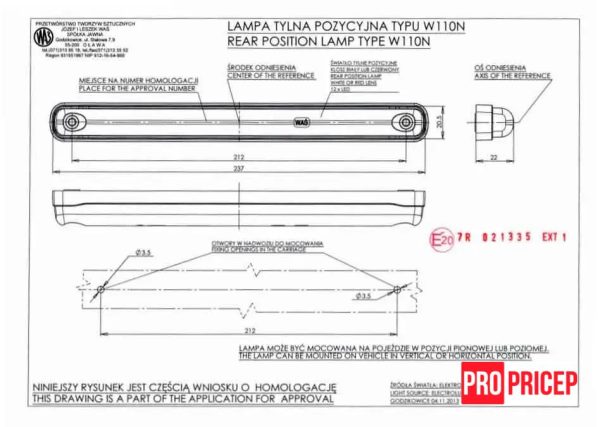 34пеп4 Ліхтар габаритний задній світлодіодний WAS 770 W110N