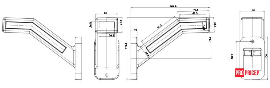 3622 Ліхтар контурний світлодіодний WAS 1259P W168.6DD правий