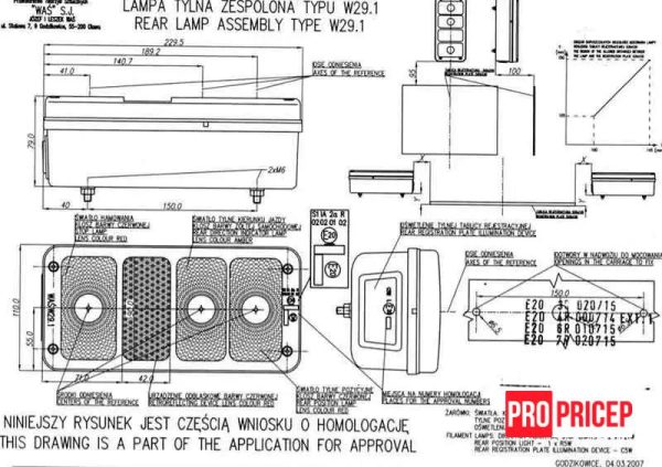 43п Ліхтар задній на причіп WAS 197 W29.1 універсальний