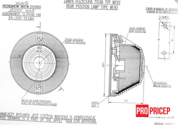 45рр4 Ліхтар задній габаритний WAS 13 WE92