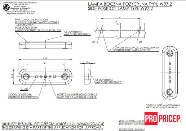 47н Ліхтар габаритний передній світлодіодний WAS 713 W97.2