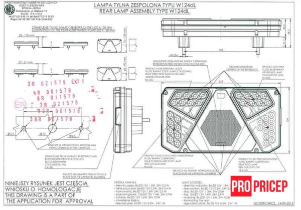 4п23а Ліхтар задній світлодіодний на вантажівку WAS 915 W125DL лівий