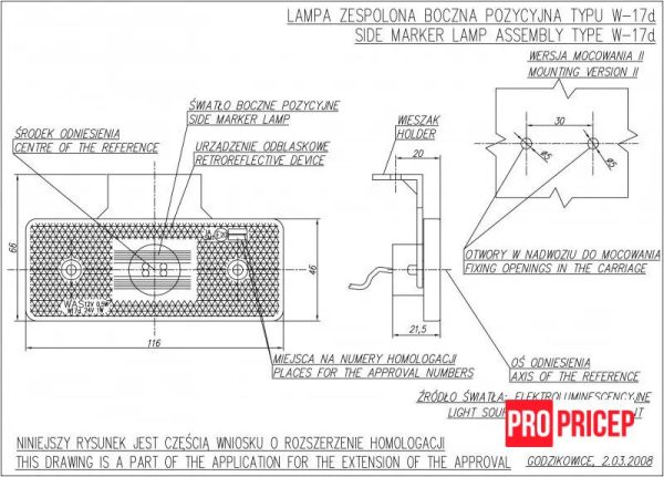533535533544 Ліхтар габаритний бічний світлодіодний WAS 101z W17D