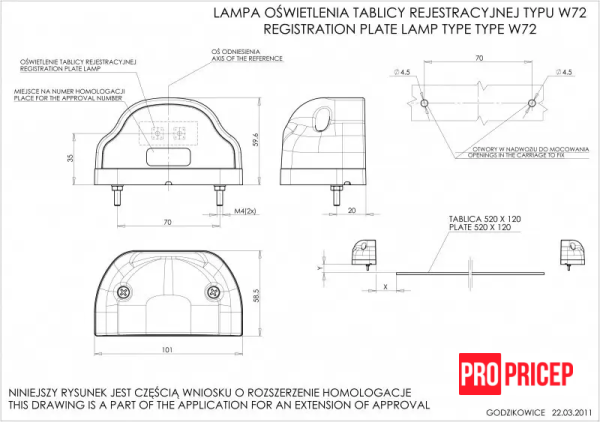 645465 Ліхтар освітлення номера світлодіодний WAS 408 W72
