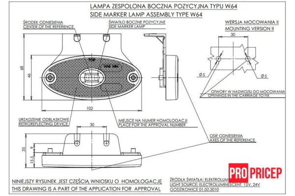 6566565653 Ліхтар габаритний бічний світлодіодний WAS 305z W64