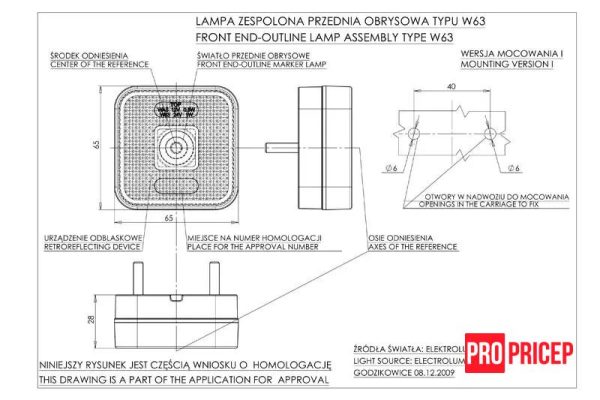 ауйуйу Ліхтар габаритний передній світлодіодний WAS 303 W63