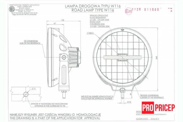 цо46оцоц Додаткова фара дальнього світла світлодіодна WAS 870 W116