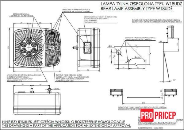 цп4 Ліхтар задній універсальний гібридний WAS 478 W18UDż