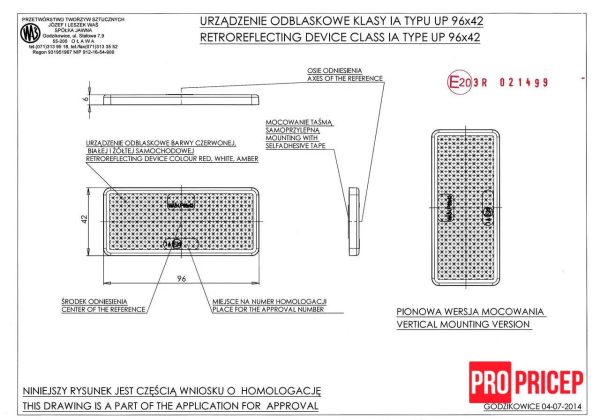 ewvevwe Світловідбивач на причіп помаранчевий WAS 96x42
