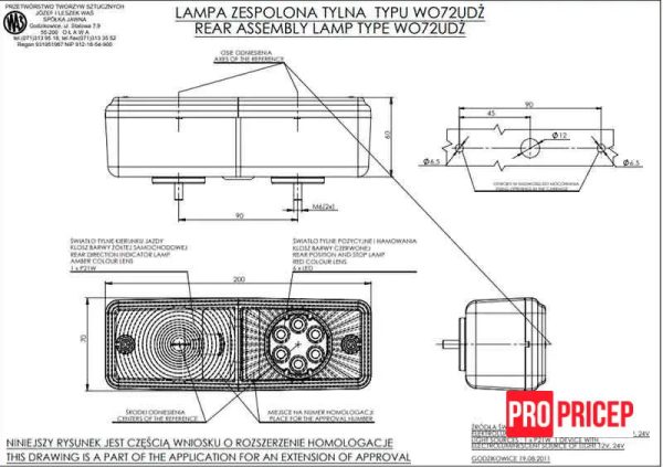 фцмс Ліхтар задній універсальний гібридний WAS 488 W072udż
