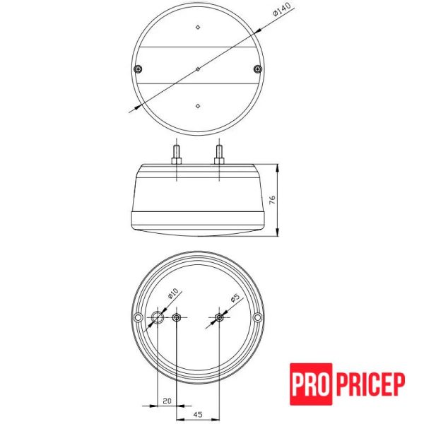 иукп4 Ліхтар причепа задній круглий FRISTOM MD-016 P