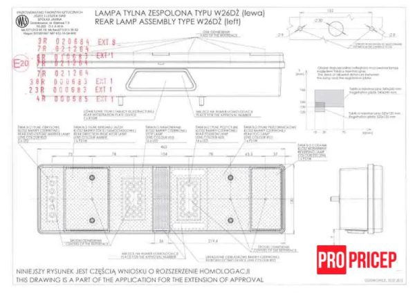 івмфцм Ліхтар задній на вантажівку гібридний WAS 656 W26dżL лівий