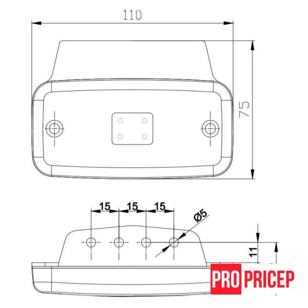 йц Ліхтар габаритний передній світлодіодний FRISTOM FT-019 B+K LED