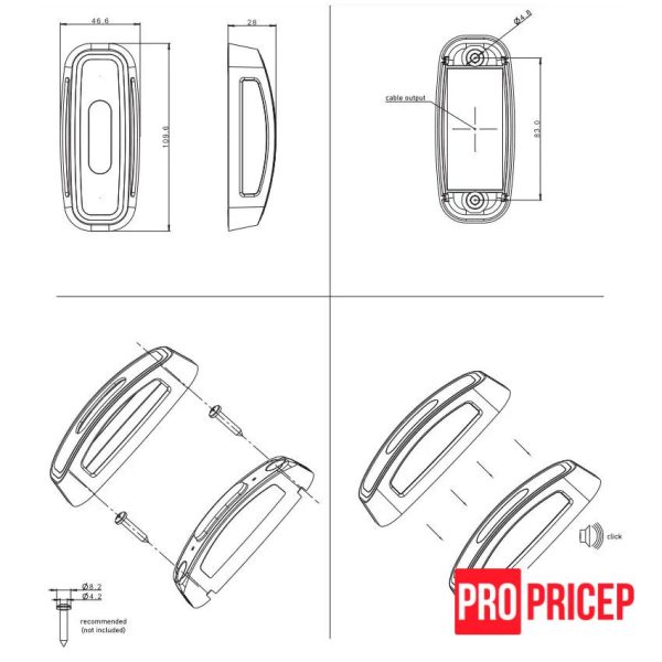 кцкцкцкцкцкцкцкцкцкцкц Ліхтар габаритний-контурний світлодіодний FRISTOM FT-039 LED 3-функціональний