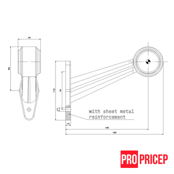 керрке Ліхтар контурний світлодіодний FRISTOM FT-009 E LED правий