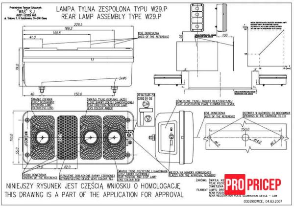 киу Ліхтар задній на причіп WAS 190 W29P правий
