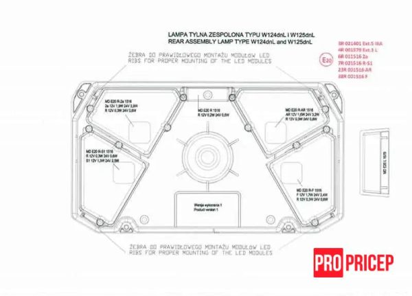 кум Ліхтар задній світлодіодний WAS 1012 W125DNP правий