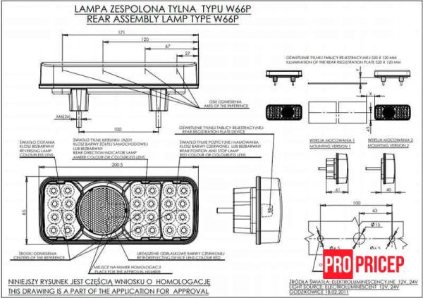 муіу Ліхтар задній комбінований світлодіодний WAS 314 W66P правий