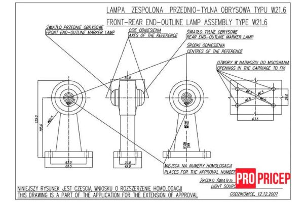 оенен Ліхтар контурний світлодіодний WAS 139P W21.6 правий