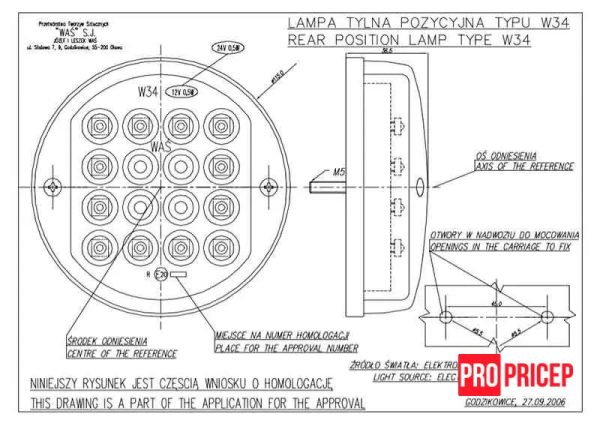 оньк Ліхтар габаритний задній світлодіодний WAS 175 W34