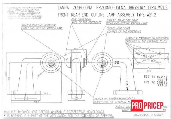 паив Ліхтар контурний світлодіодний WAS 135P W21.2 правий