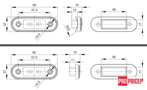 пцппппп Ліхтар габаритний передній світлодіодний FRISTOM FT-015 B LED