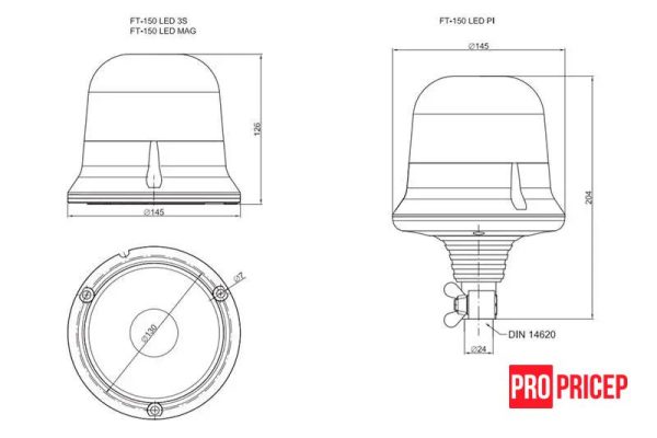р5й4 Проблисковий маячок помаранчевий світлодіодний FRISTOM FT-150 DF LED PI подвійний спалах