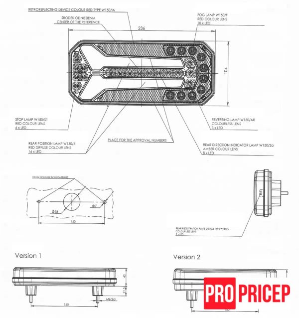 укмиук Ліхтар задній на причіп світлодіодний WAS 1114 DD L/P W150DD