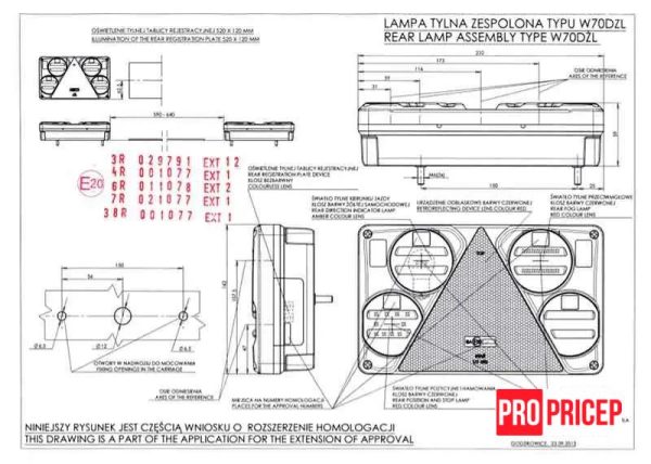 впи Ліхтар задній на вантажівку гібридний WAS 800 W70dżL лівий