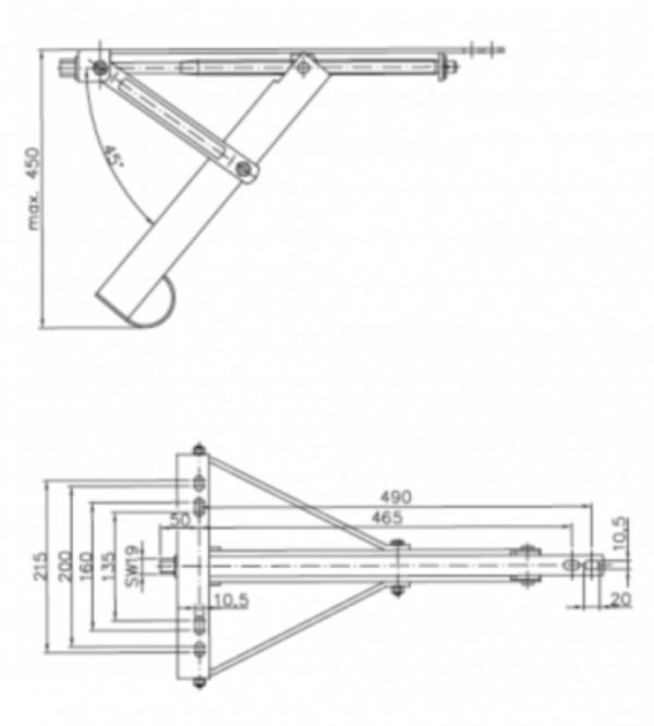 івмівмімв Розсувна опора 450мм, 450кг 40465