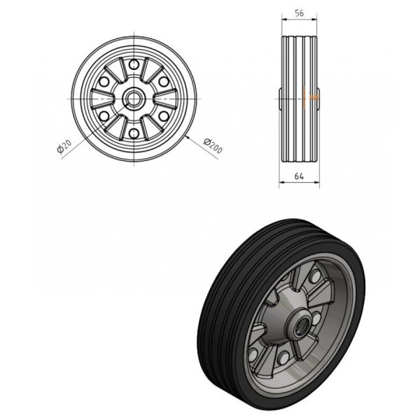 п54п45 Ролик AL-KO опорного колеса 200x50мм 500 кг 42835