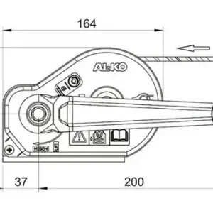 Лебідка причепа AL-KO Optima 351A Plus ручна з тросом 15 м 350 кг