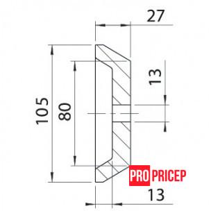 tortsevaya-kryshka-profi-rp435-105x27x130sv_enl Торцева кришка AL-KO Profi RP-32 80.5х25.5 мм діаметр втулки 16.5 мм