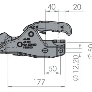 Зчіпний пристрій AL-KO АК301 Profi V+Safety Kit кругле дишло 45/50 мм 3000 кг чавун (1223427)