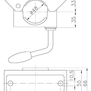 Хомут для опорного колеса KLE 48-GKK д 48 мм, з поворотною ручкою, стат. навантаження 250 кг, чавун